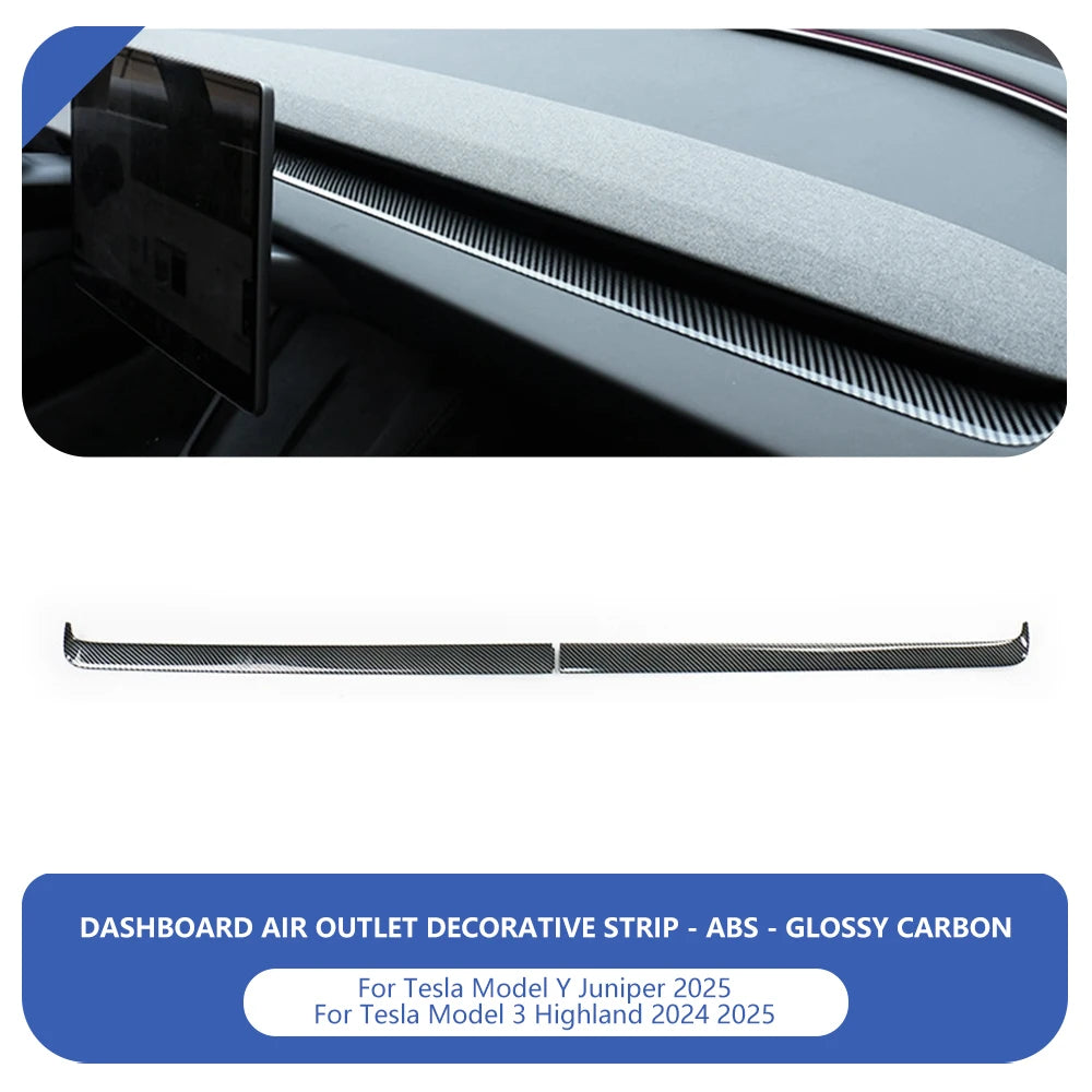 Instrument Panel Trim Strip For Tesla Model Y Juniper 2025 Model 3 Highland 2024-2025 ABS Dashboard Decoration Cover Accessories
