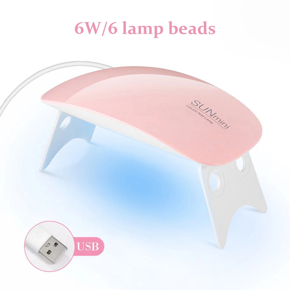 Mini UV LED Tırnak Kurutma Lambası 6W – Taşınabilir Jel Oje Kurutucu, 45s/60s Zamanlayıcı, USB Bağlantılı