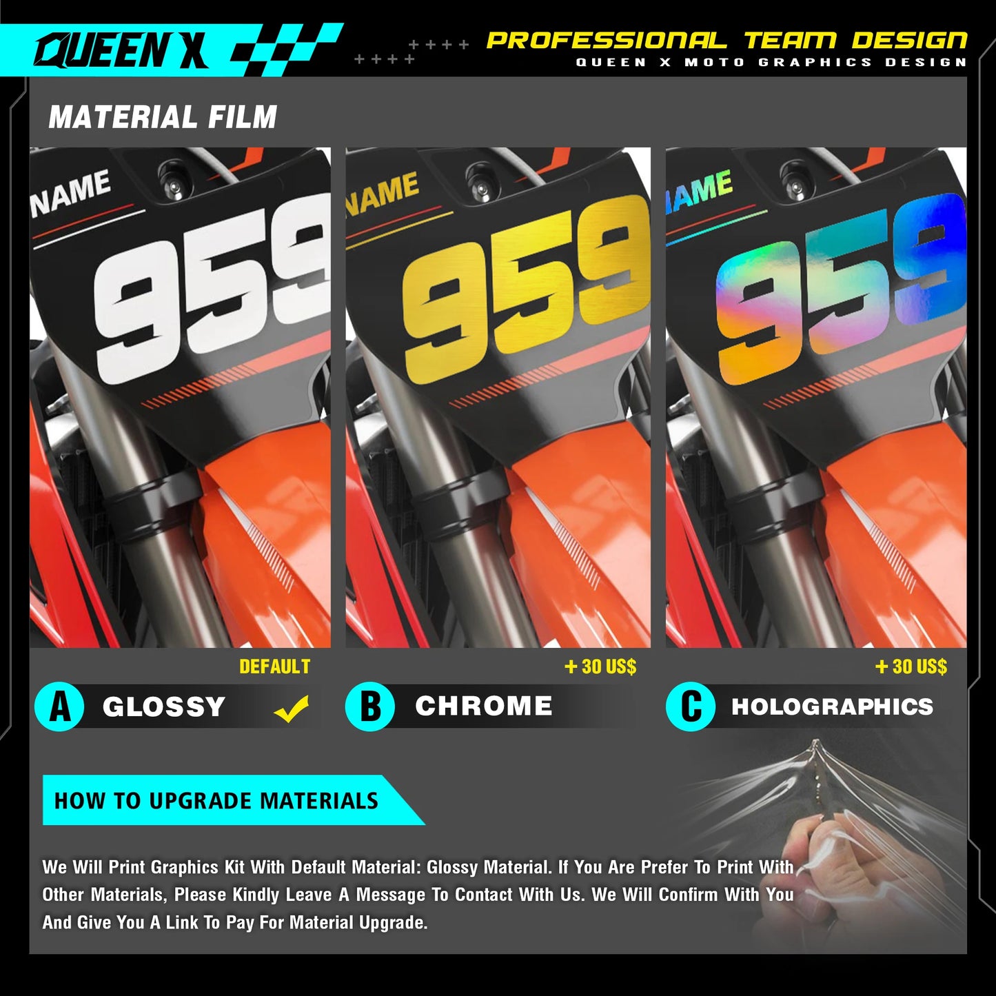 Queen X MOTOR For KTM SX85 SX 85 2018 2019 2020 2021 2022 2023 2024 Custom Motorcross Graphics Background Decal Stickers Kit