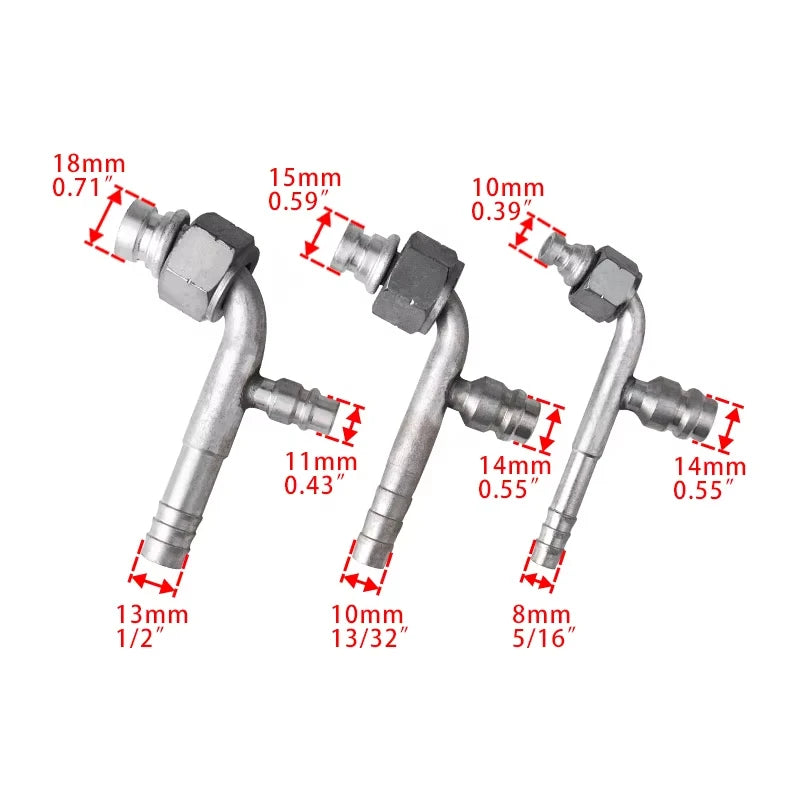 #6 #8 #10 Car Air Conditioning Gas-jet Fittings Aluminium Straight / 90 Degree Joint with Gas filling nozzle fittings R134a Auto
