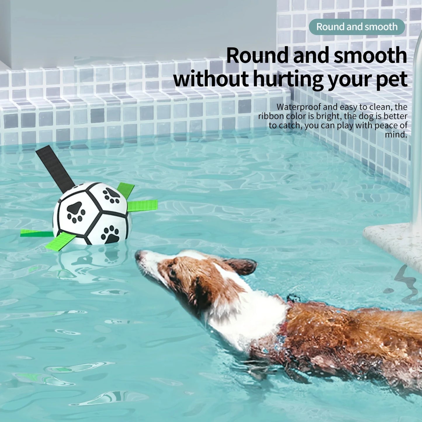 Interactive Dog Toys for Tug of War Dog Soccer Ball with Straps for Indoor Outdoor Dog Tug Toy Sturdy Ball Fetch Toy