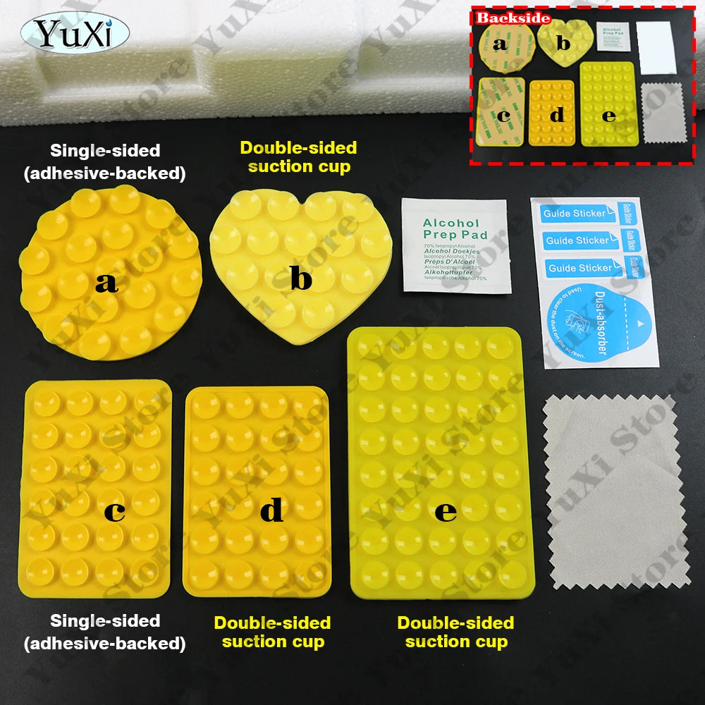 YuXi 5in1 Silikon Vantuz Seti – Tek & Çift Taraflı, Telefon Tutucu, Duvar & Masa Sabitleme