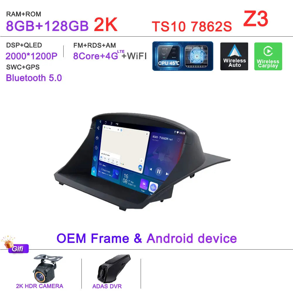 Android 16 Car Radio For Ford Fiesta MK6 Mk7 2009 2010 2012 2014 2015 2016 2017 Multimedia Player GPS Navigation DSP Head Unit