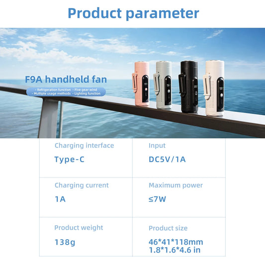 Tragbarer Nackenventilator 3000mAh – 199 Geschwindigkeitsstufen, USB wiederaufladbar, Taschenventilator für den Sommer