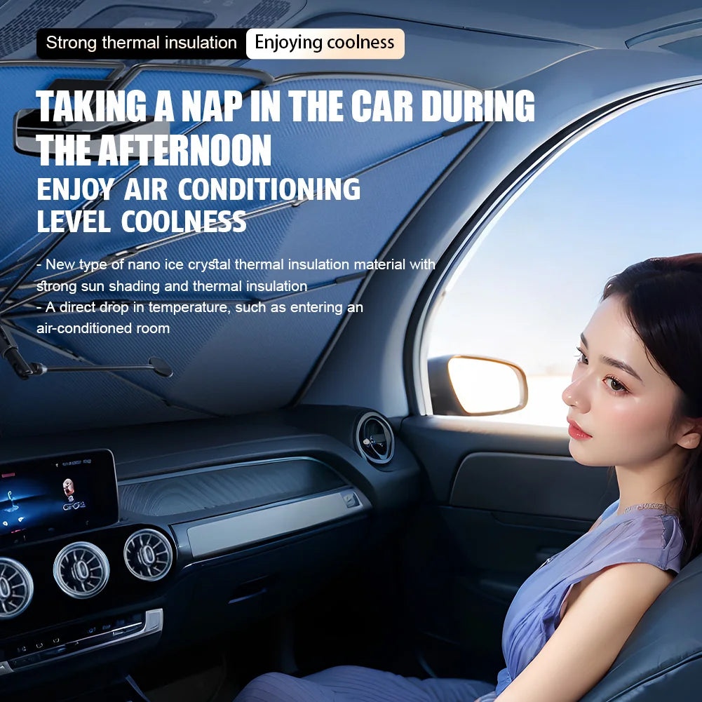 360° Rotatable Car Sunshade Windshield Umbrella Bendable Handle UV Protection Front Window Sunshade Summer Car Accessory