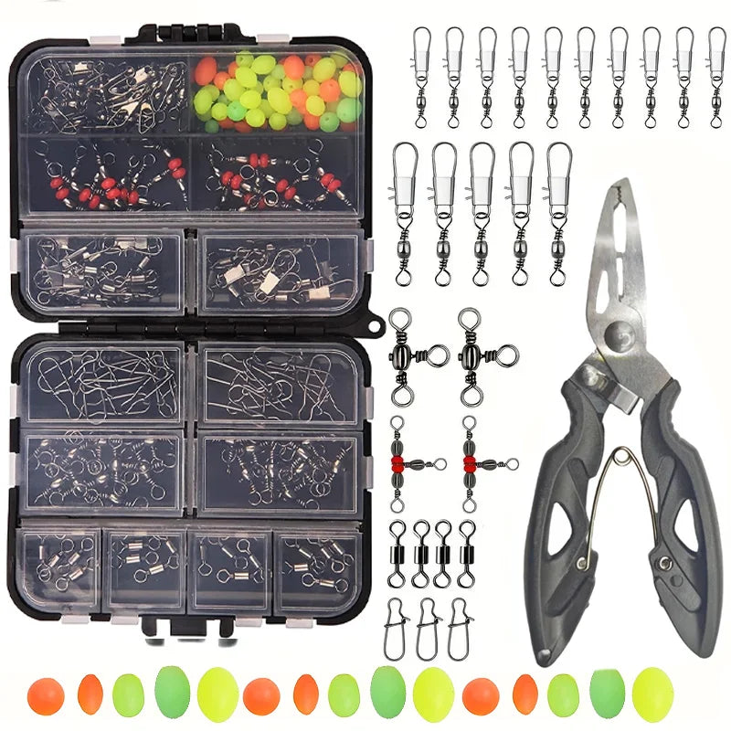 140-teiliges Anglerwirbel-Schnappkit – Kugellagerwirbel, dreifacher Anschluss und Clip-Set