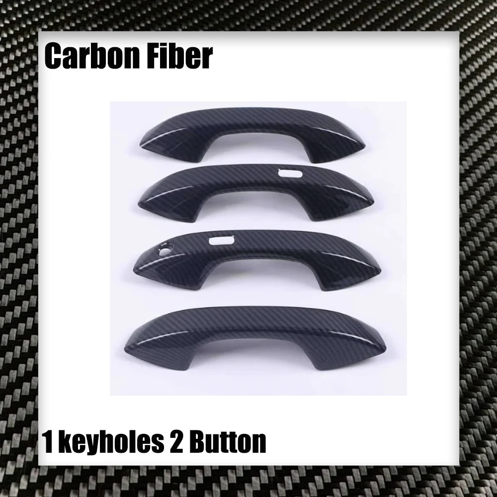 Car Handle Cover for Volkswagen VW Caddy SB MK2 2021~2024 2022 Carbon Fiber Black Door Decor Sticker Trim Strip Cap Accessories