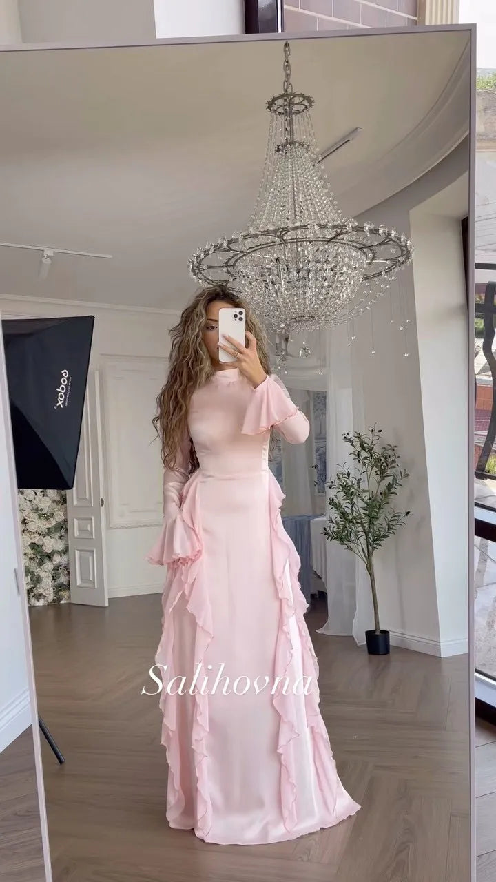 Boutique Wholesale 2025 Spring New Fashionable French Style Trumpet Sleeves Round Neck Fashionable Women's Dress