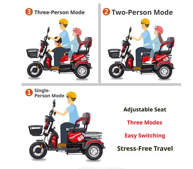 New Cargo Tricycle Home Small Electric Three-wheeled Open Body 600W/800W/1000W Lead Acid Battery
