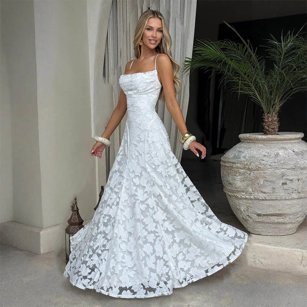 Women's Dress New Fashionable Hollowed-out Off-the-shoulder Versatile Spicy Girl Style Sexy Suspender Dresses
