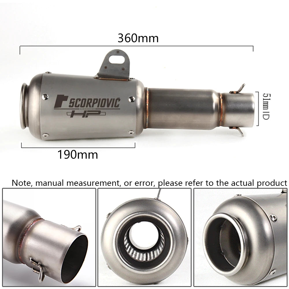 51mm Universal Motorcycle Exhaust Motorcycle Pipe Muffler Modified Bicycle for HONDA CBR650F XMAX Z250 PCX NMAX R3 R6 GSXR125