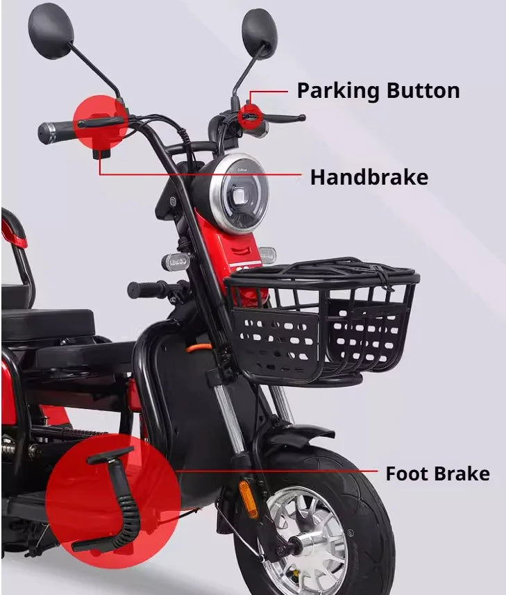 New Cargo Tricycle Home Small Electric Three-wheeled Open Body 600W/800W/1000W Lead Acid Battery