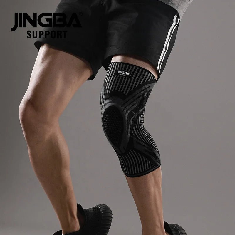 JINGBA 2023 New Arrival Knee Compression Sleeves Knee Support with Side Stabilizers Patella Gel Pad for Workout Knee Pain Relief