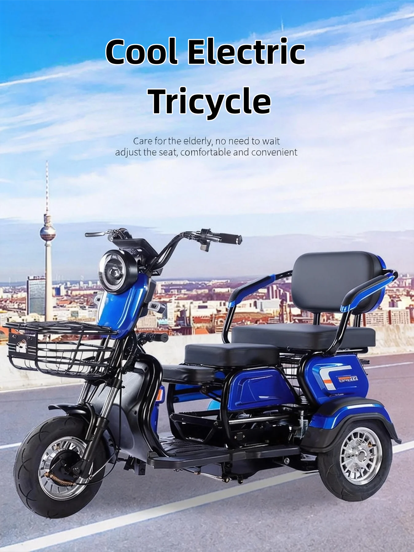New Cargo Tricycle Home Small Electric Three-wheeled Open Body 600W/800W/1000W Lead Acid Battery