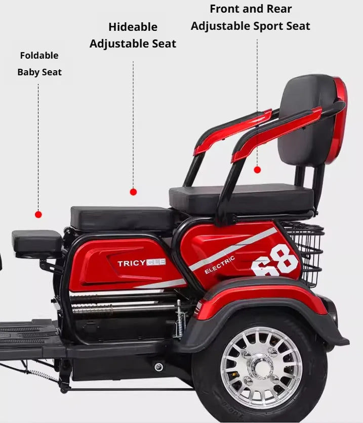 New Cargo Tricycle Home Small Electric Three-wheeled Open Body 600W/800W/1000W Lead Acid Battery
