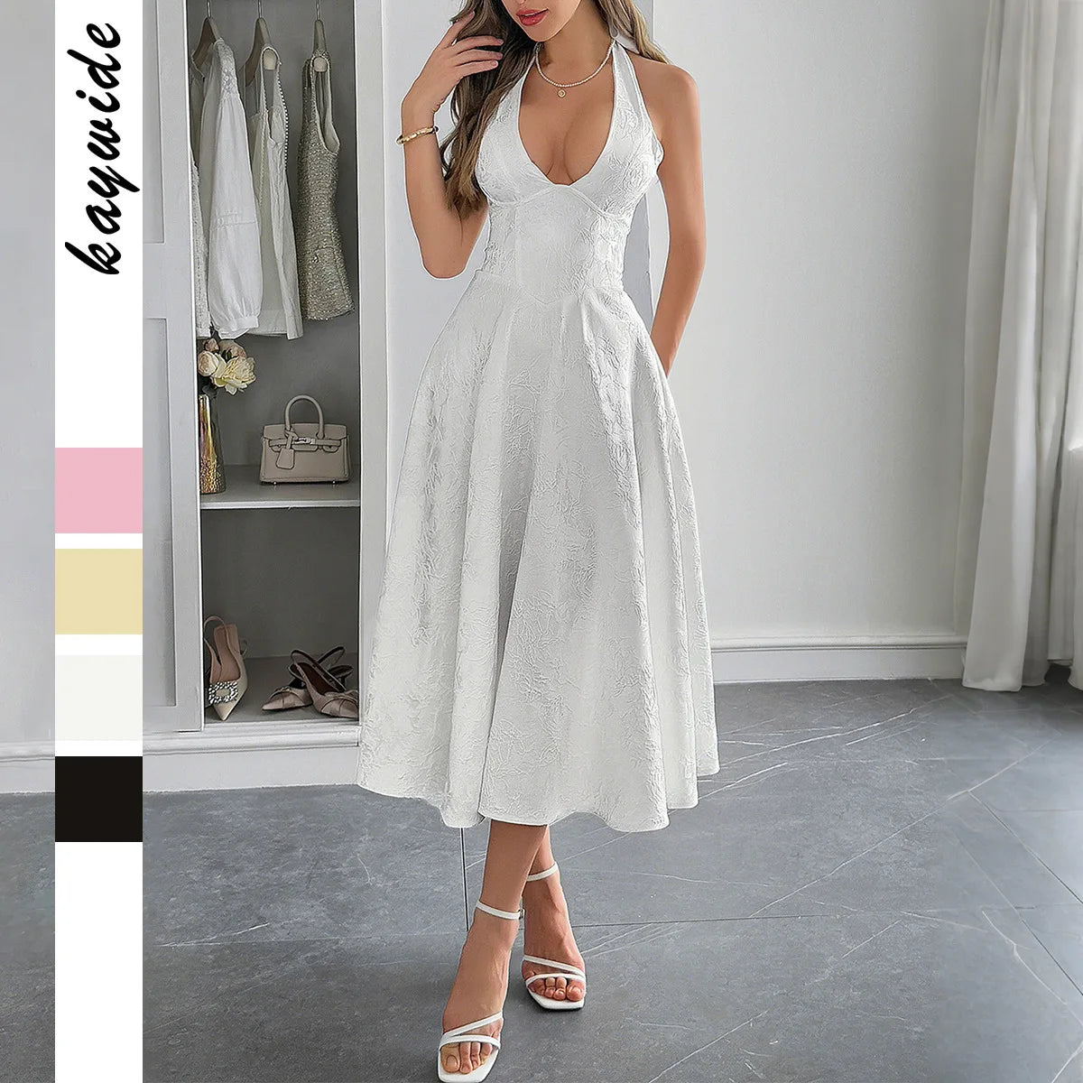 European and American Elegant Evening Dress With Neck and Waist Long Dress Women's Dress 2026 Spring and Summer Independe