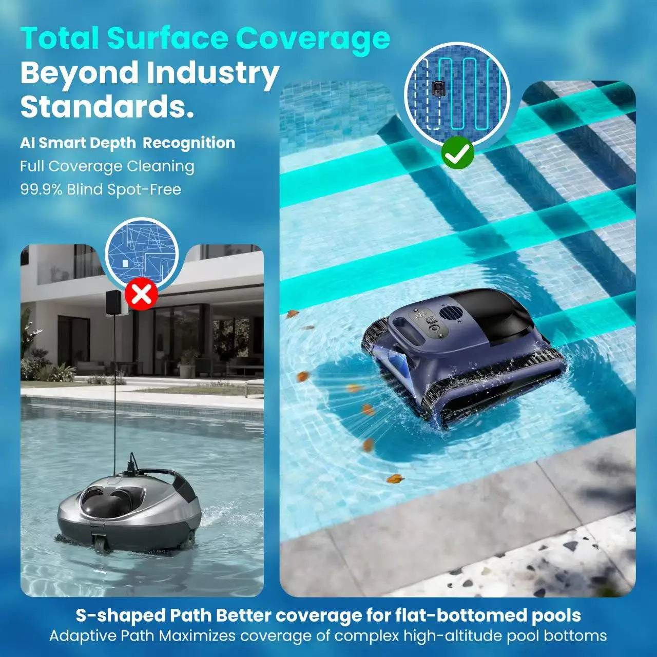 Smart Swimming Pool Robot Climbing Wall Eco-Friendly Pool Cleaning Robot with Lithium Battery for Above-Ground & In-Ground Pools