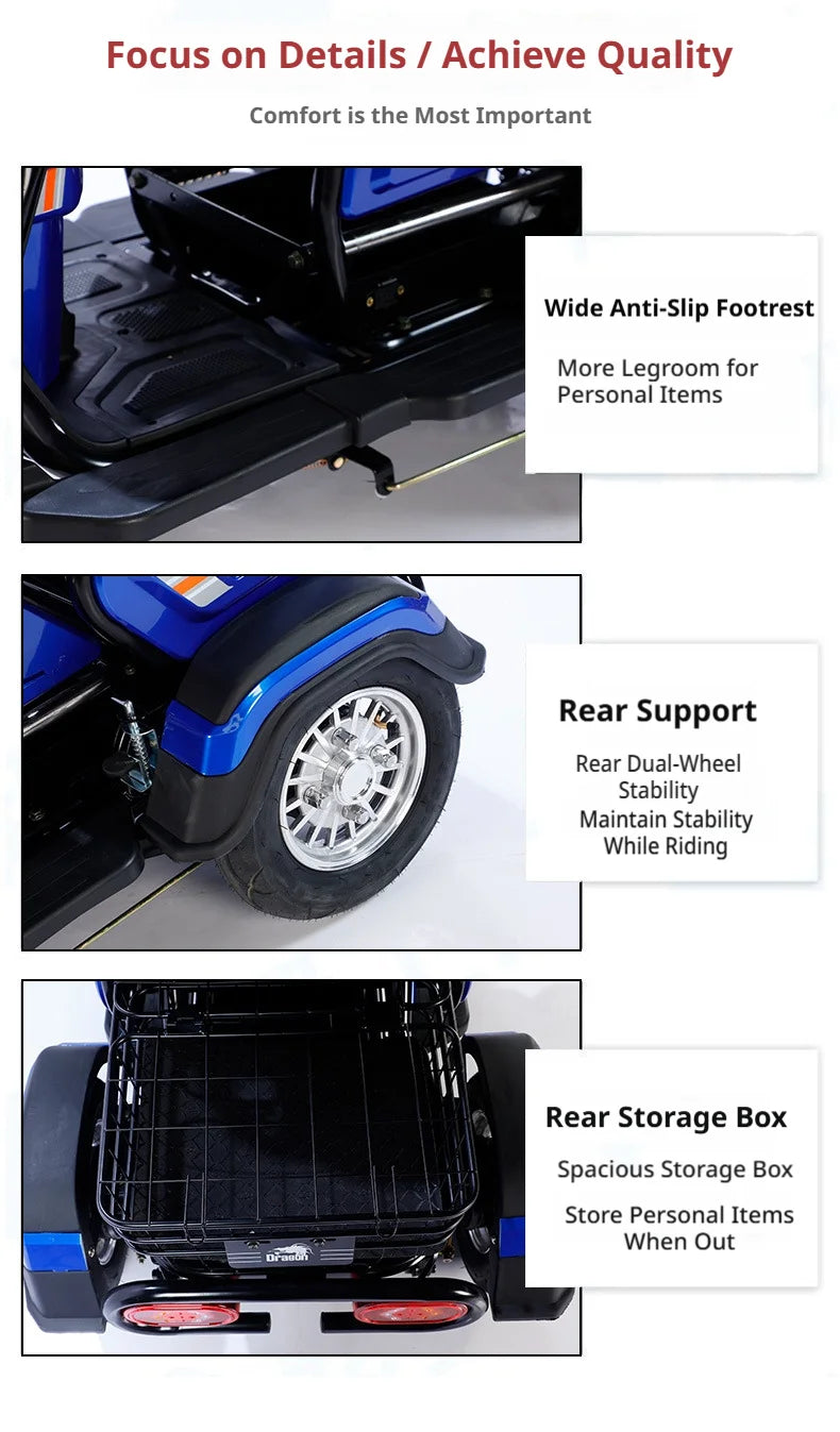 New Cargo Tricycle Home Small Electric Three-wheeled Open Body 600W/800W/1000W Lead Acid Battery