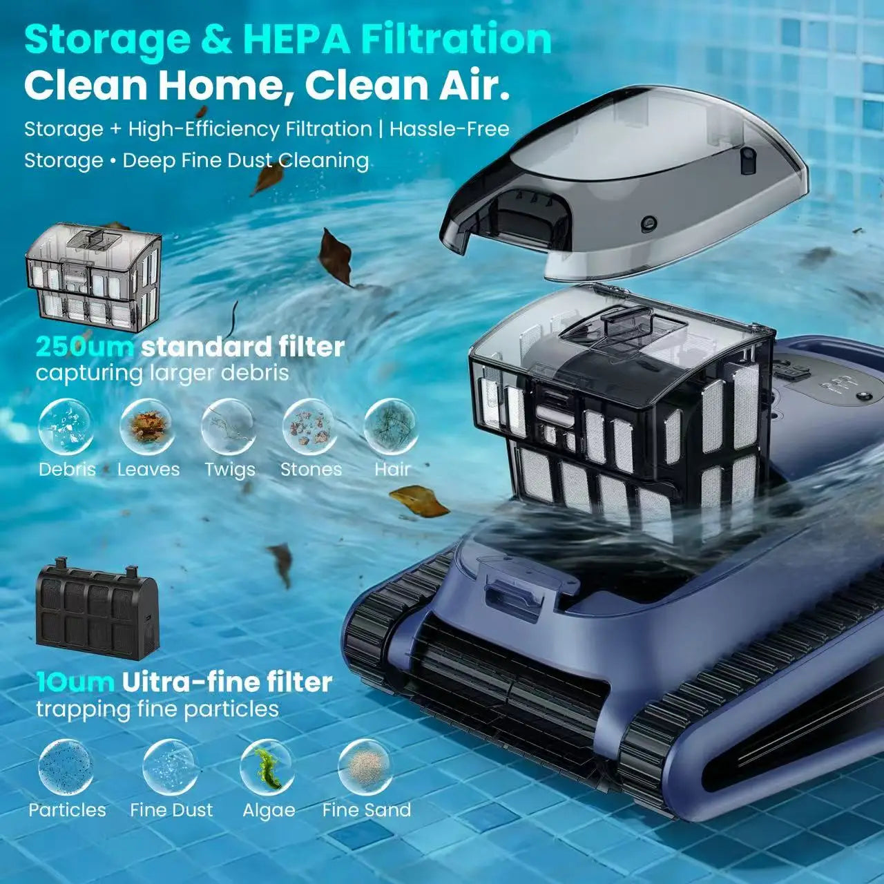 Smart Swimming Pool Robot Climbing Wall Eco-Friendly Pool Cleaning Robot with Lithium Battery for Above-Ground & In-Ground Pools