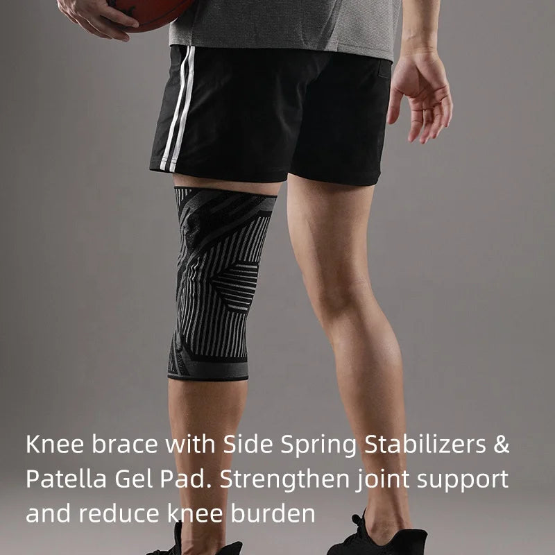JINGBA 2023 New Arrival Knee Compression Sleeves Knee Support with Side Stabilizers Patella Gel Pad for Workout Knee Pain Relief