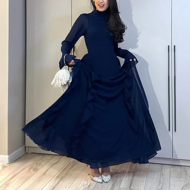 Boutique Wholesale 2025 Spring New Fashionable French Style Trumpet Sleeves Round Neck Fashionable Women's Dress