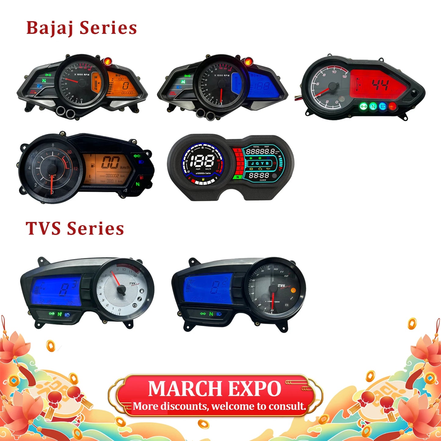 Off-road Motorcycle Gear Tekken 250 Tachometer Moto Dashboard Motorbike Odometer for Barton Hyper 125