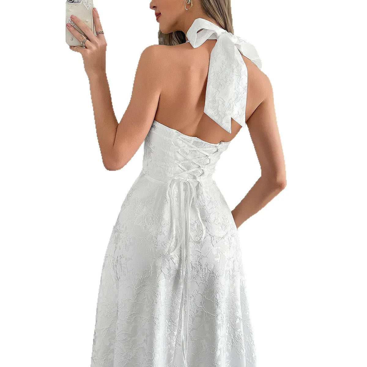 European and American Elegant Evening Dress With Neck and Waist Long Dress Women's Dress 2026 Spring and Summer Independe