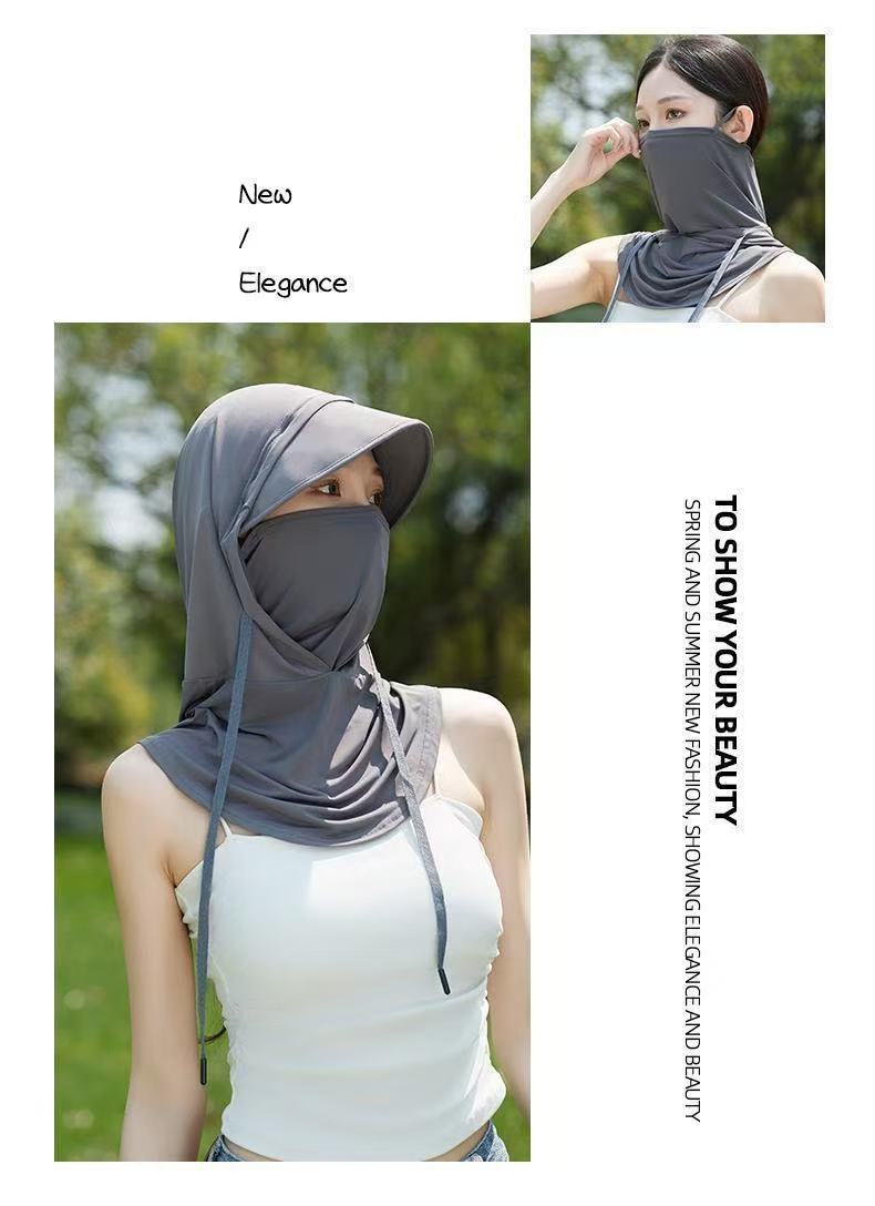 2025 New Sun Protection Mask for Women, Ice Silk Breathable Anti-Uv Neck Protection Mask, Full Face Coverage, Sports Style
