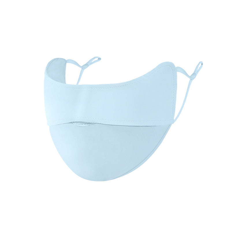Summer Uv Protection Sunscreen Mask Facekini for Women, Full-Face Sunshade Breathable Black Rubber Brim Contouring Sunscreen Mask