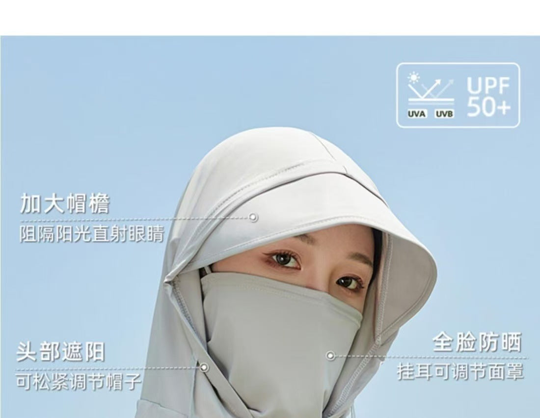 2025 New Sun Protection Mask for Women, Ice Silk Breathable Anti-Uv Neck Protection Mask, Full Face Coverage, Sports Style