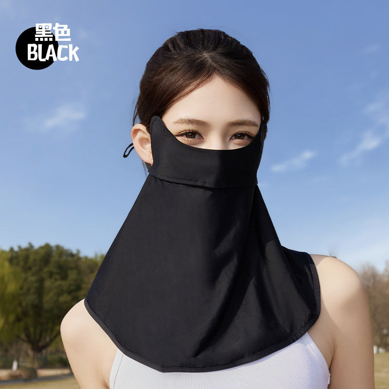 New Summer Sun Protection Mask for Women, Full Face Anti-Uv Ice Silk Face Mask, Breathable Mask, Neck Protection Integrated Veil
