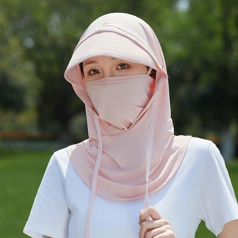 2025 New Sun Protection Mask for Women, Ice Silk Breathable Anti-Uv Neck Protection Mask, Full Face Coverage, Sports Style