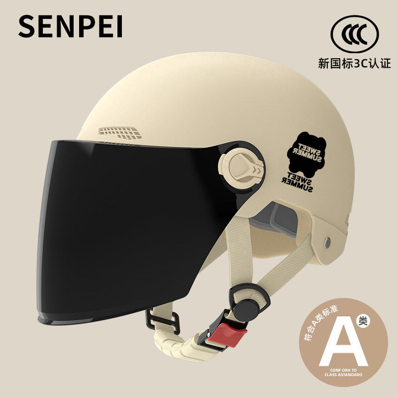 Factory 3C certification battery electric car helmet men's and women's four seasons universal helmet summer sunscreen breathable half helmet