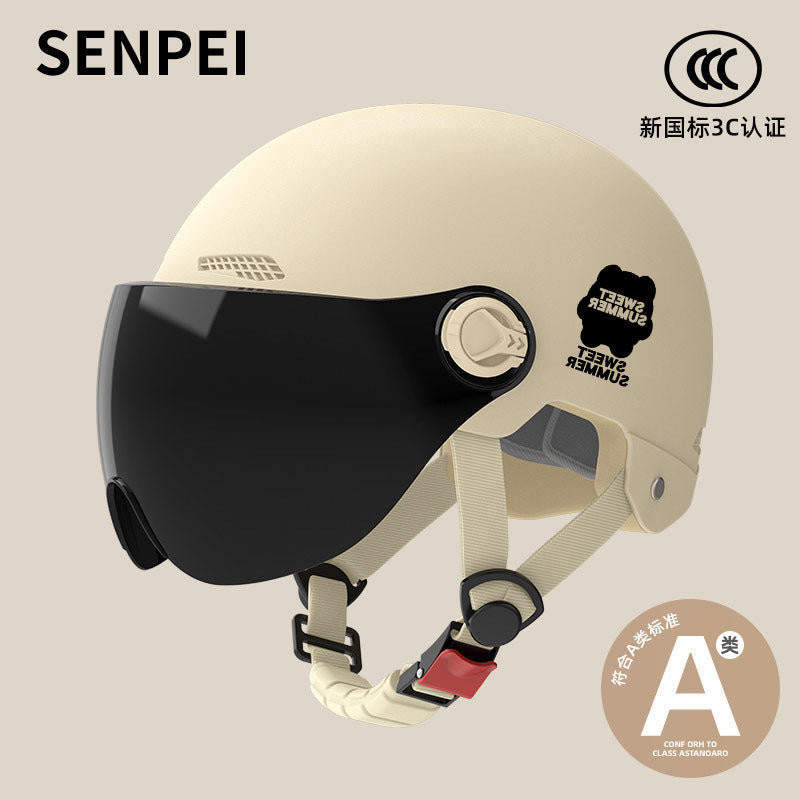 Factory 3C certification battery electric car helmet men's and women's four seasons universal helmet summer sunscreen breathable half helmet