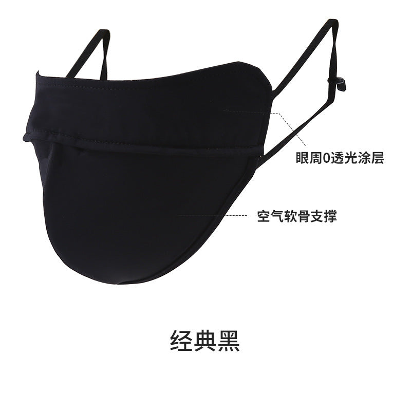 Summer Uv Protection Sunscreen Mask Facekini for Women, Full-Face Sunshade Breathable Black Rubber Brim Contouring Sunscreen Mask