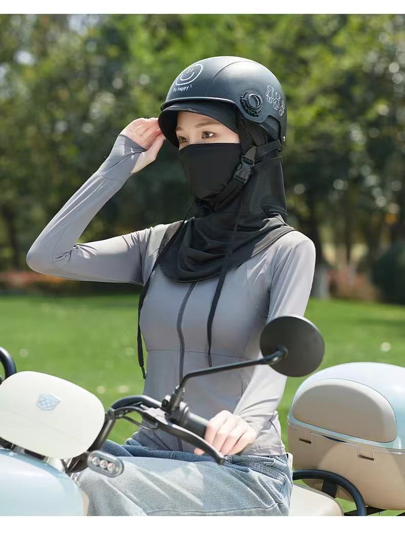 2025 New Sun Protection Mask for Women, Ice Silk Breathable Anti-Uv Neck Protection Mask, Full Face Coverage, Sports Style