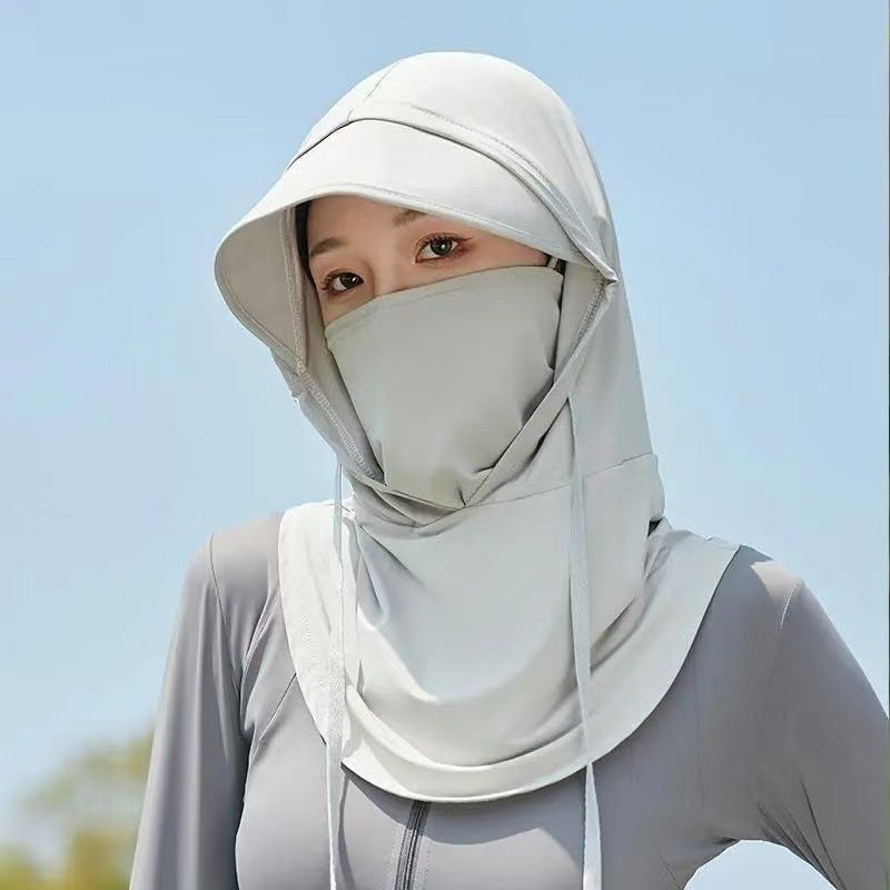 2025 New Sun Protection Mask for Women, Ice Silk Breathable Anti-Uv Neck Protection Mask, Full Face Coverage, Sports Style