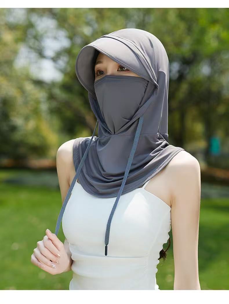 2025 New Sun Protection Mask for Women, Ice Silk Breathable Anti-Uv Neck Protection Mask, Full Face Coverage, Sports Style