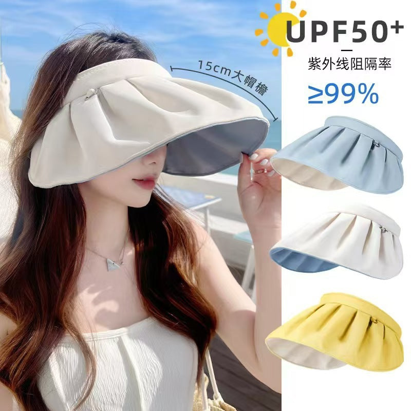 Shell Cap Summer Outdoor Sunscreen Black Rubber Anti-ultraviolet Sun Hat New Women's Hair Band Dual-purpose Sun Hat