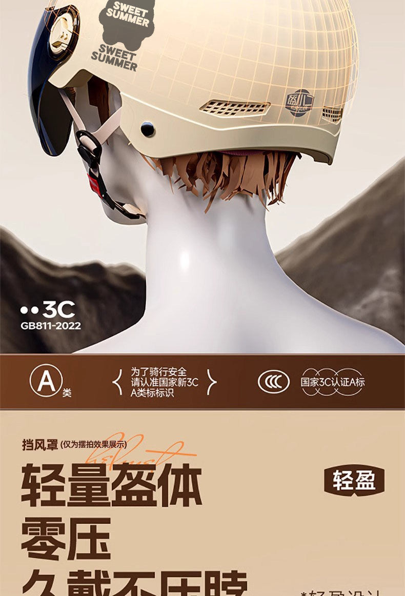 Factory 3C certification battery electric car helmet men's and women's four seasons universal helmet summer sunscreen breathable half helmet
