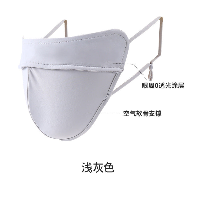 Summer Uv Protection Sunscreen Mask Facekini for Women, Full-Face Sunshade Breathable Black Rubber Brim Contouring Sunscreen Mask