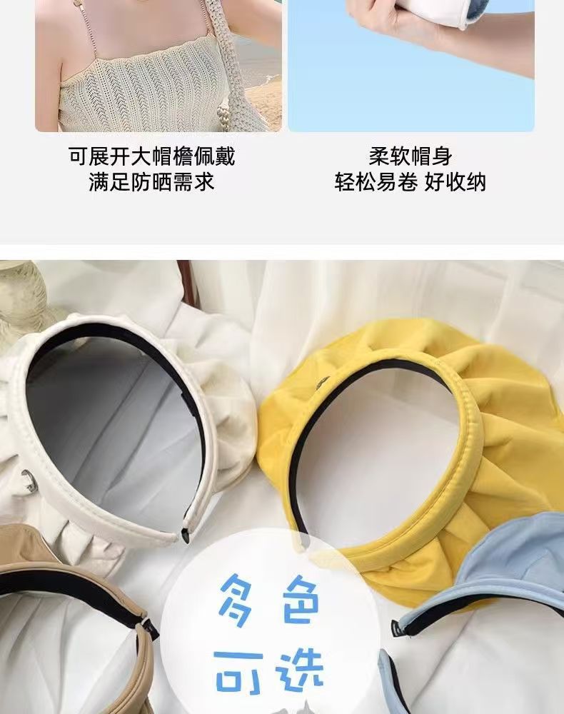 Shell Cap Summer Outdoor Sunscreen Black Rubber Anti-ultraviolet Sun Hat New Women's Hair Band Dual-purpose Sun Hat