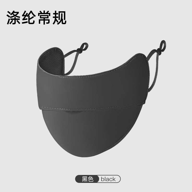 Summer Uv Protection Sunscreen Mask Facekini for Women, Full-Face Sunshade Breathable Black Rubber Brim Contouring Sunscreen Mask