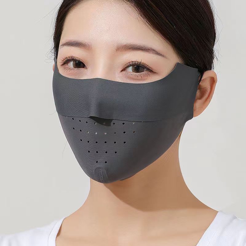 Summer Uv Protection Sunscreen Mask Facekini for Women, Full-Face Sunshade Breathable Black Rubber Brim Contouring Sunscreen Mask