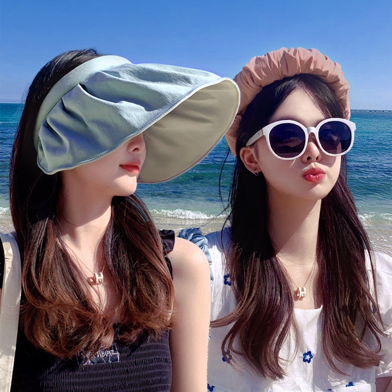 Shell Cap Summer Outdoor Sunscreen Black Rubber Anti-ultraviolet Sun Hat New Women's Hair Band Dual-purpose Sun Hat