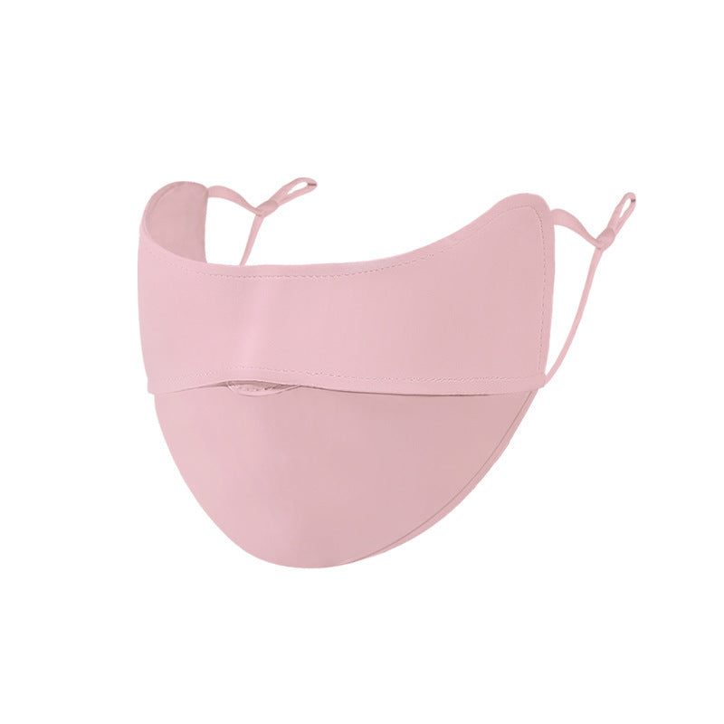 Summer Uv Protection Sunscreen Mask Facekini for Women, Full-Face Sunshade Breathable Black Rubber Brim Contouring Sunscreen Mask