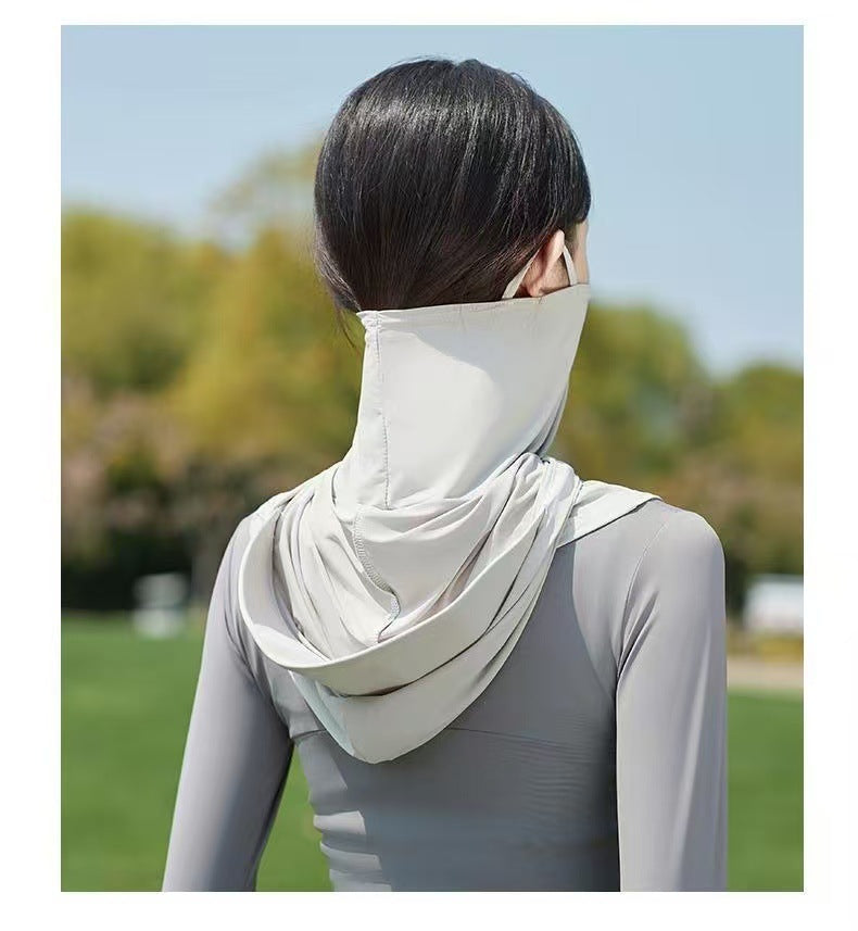 2025 New Sun Protection Mask for Women, Ice Silk Breathable Anti-Uv Neck Protection Mask, Full Face Coverage, Sports Style