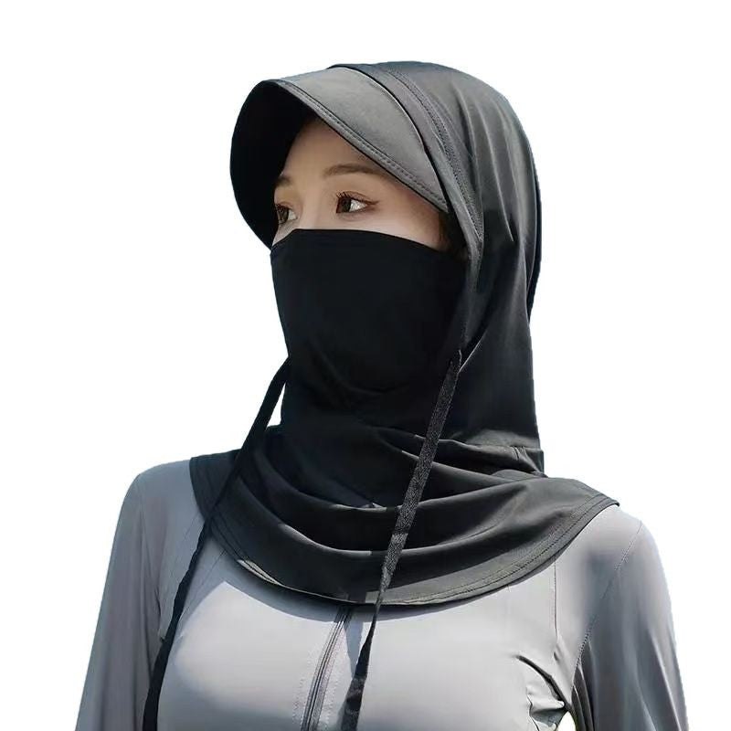 2025 New Sun Protection Mask for Women, Ice Silk Breathable Anti-Uv Neck Protection Mask, Full Face Coverage, Sports Style
