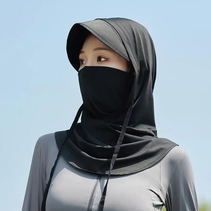 2025 New Sun Protection Mask for Women, Ice Silk Breathable Anti-Uv Neck Protection Mask, Full Face Coverage, Sports Style