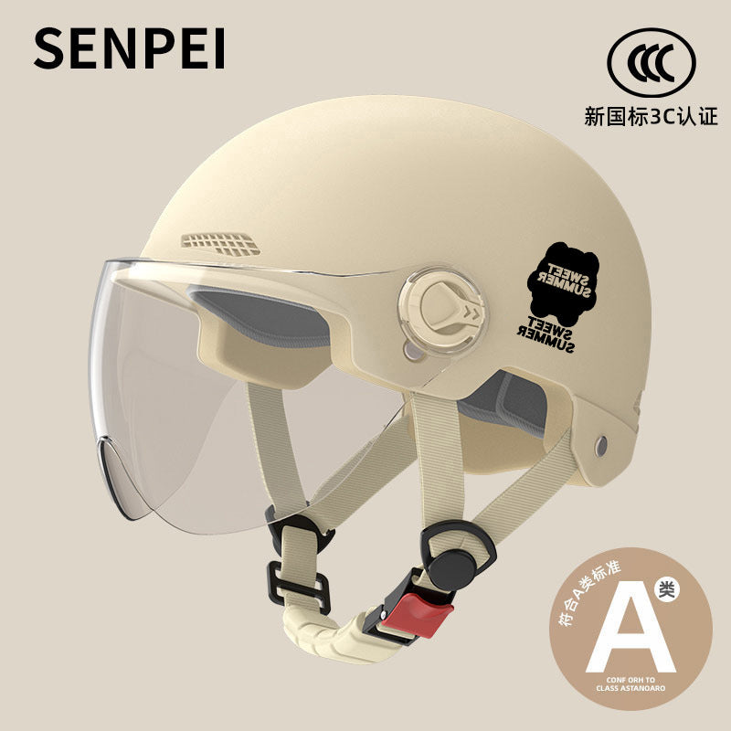 Factory 3C certification battery electric car helmet men's and women's four seasons universal helmet summer sunscreen breathable half helmet
